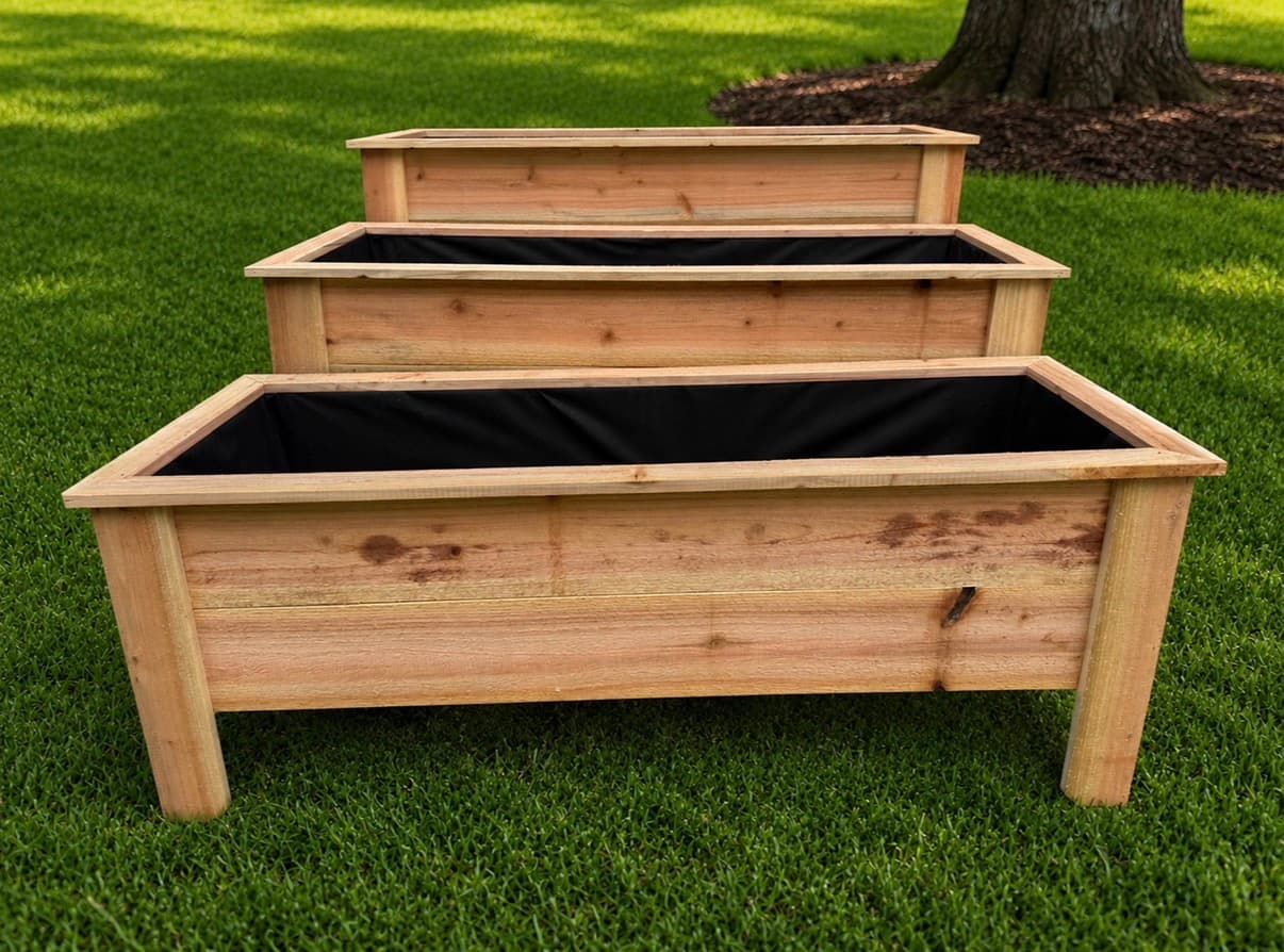 Planter boxes built by Sunrise Wood Creations
