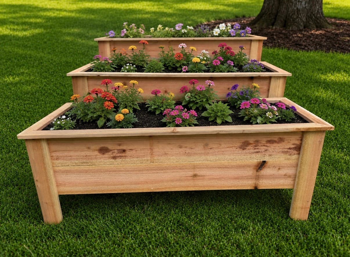 Planter boxes built by Sunrise Wood Creations